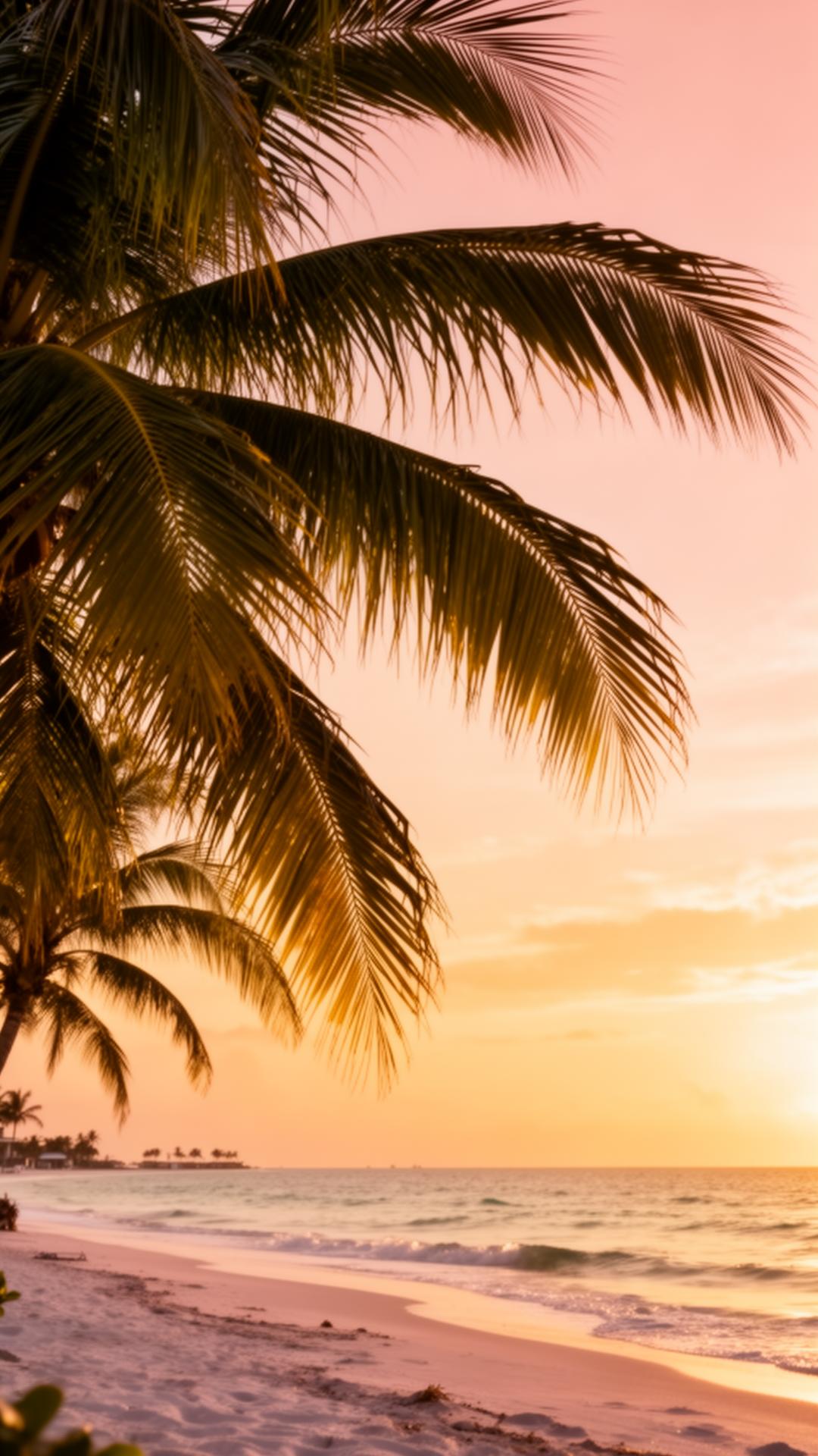 Palm trees at golden hour over Gulf coast